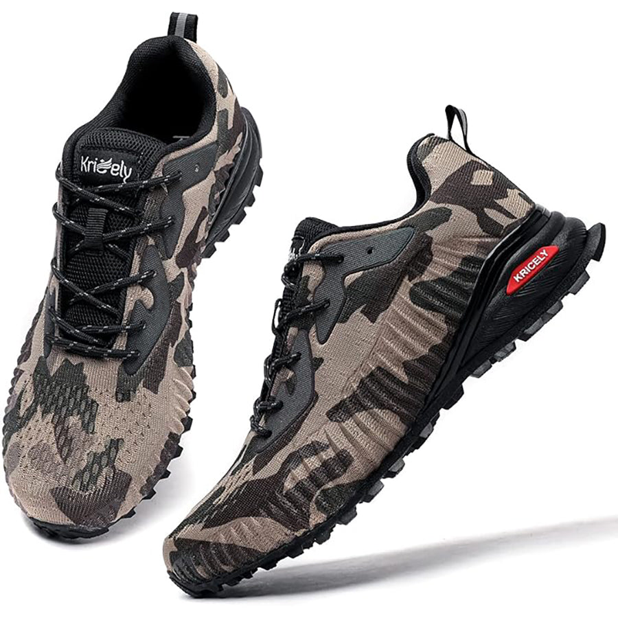 Kricely Men's Trail Running Shoes Breathable Lightweight Gym Shoes, Jogging and Outdoor Sports Hiking Sneakers  Wide Fit