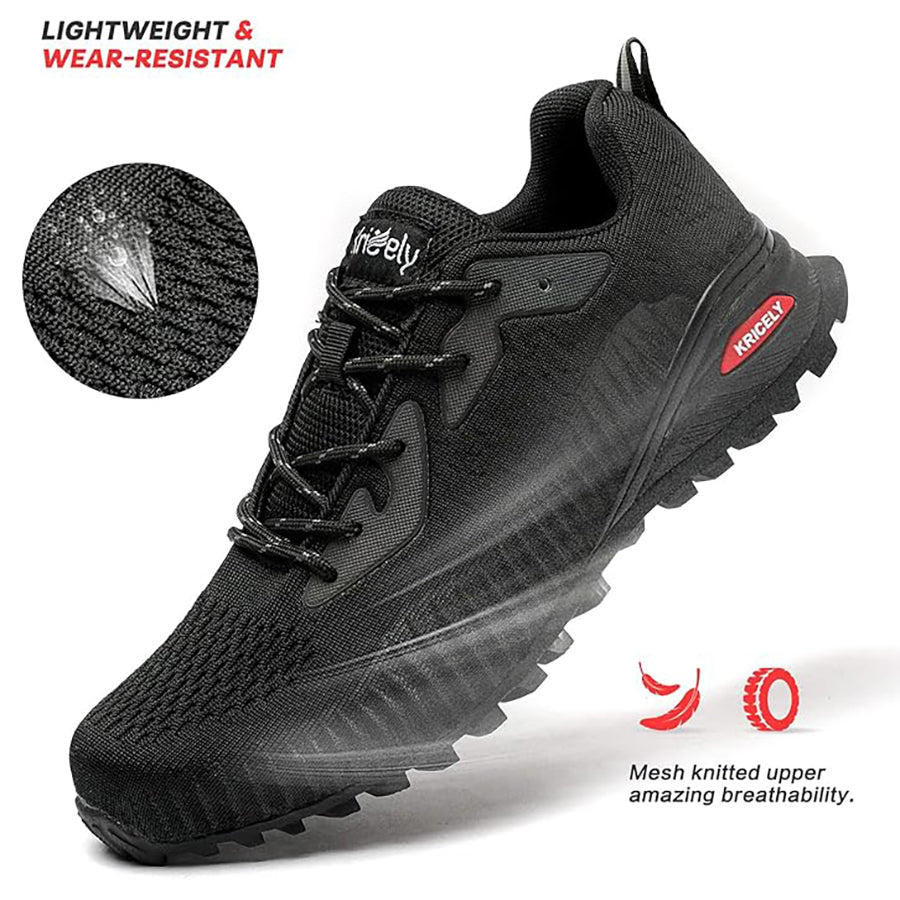 Kricely Men's Trail Running Shoes Breathable Lightweight Gym Shoes, Jogging and Outdoor Sports Hiking Sneakers  Wide Fit