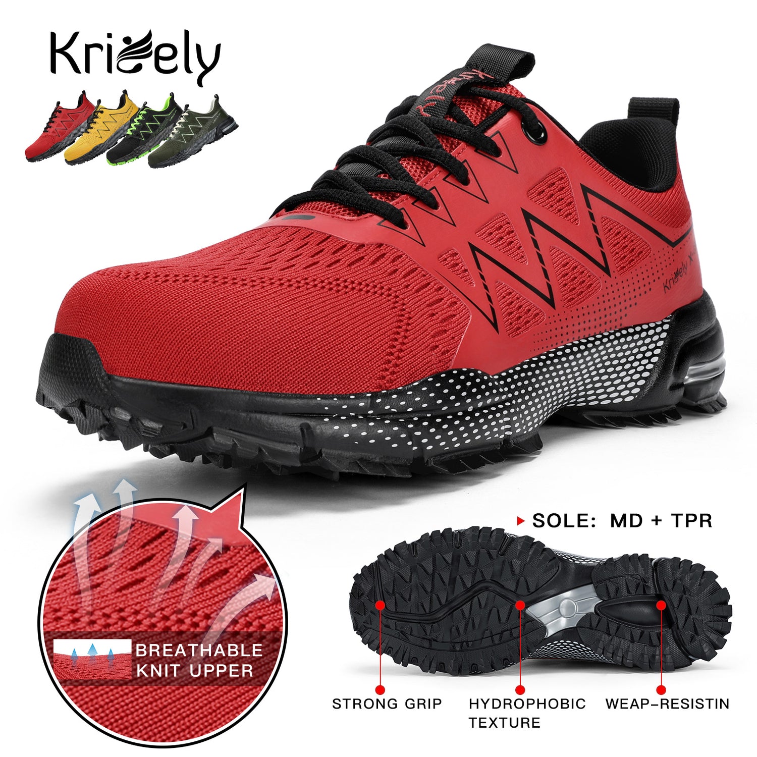Kricely Men's Trail Running Shoes Tennis Shoe Non Slip