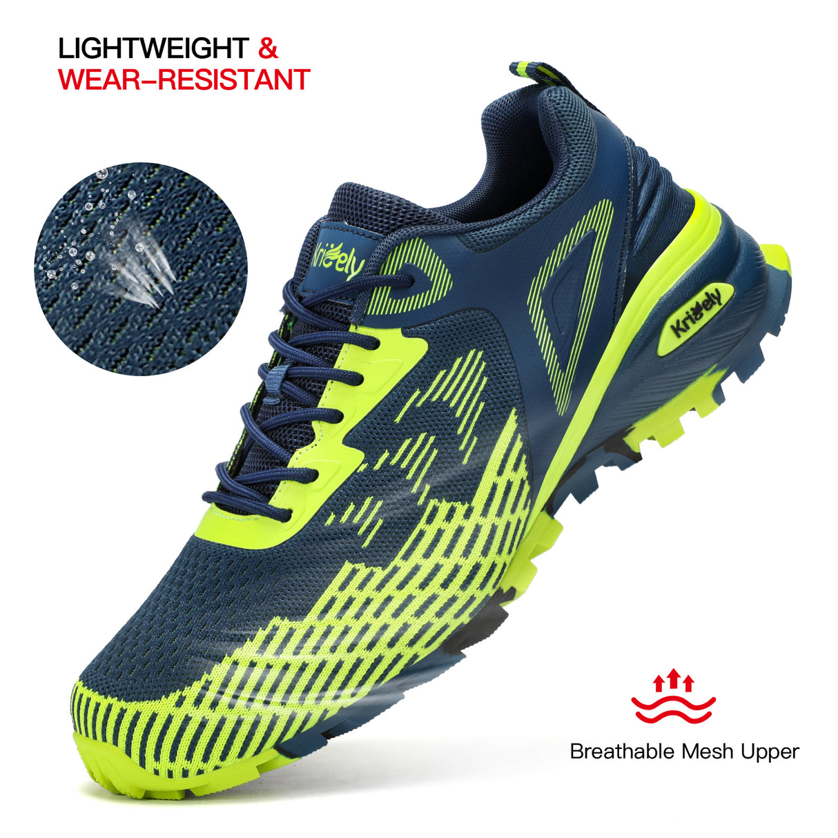 Kricely Men's Trail Running Shoes Non Slip Hiking Shoes Tennis Shoes Fashion Sneakers Workout Footwear