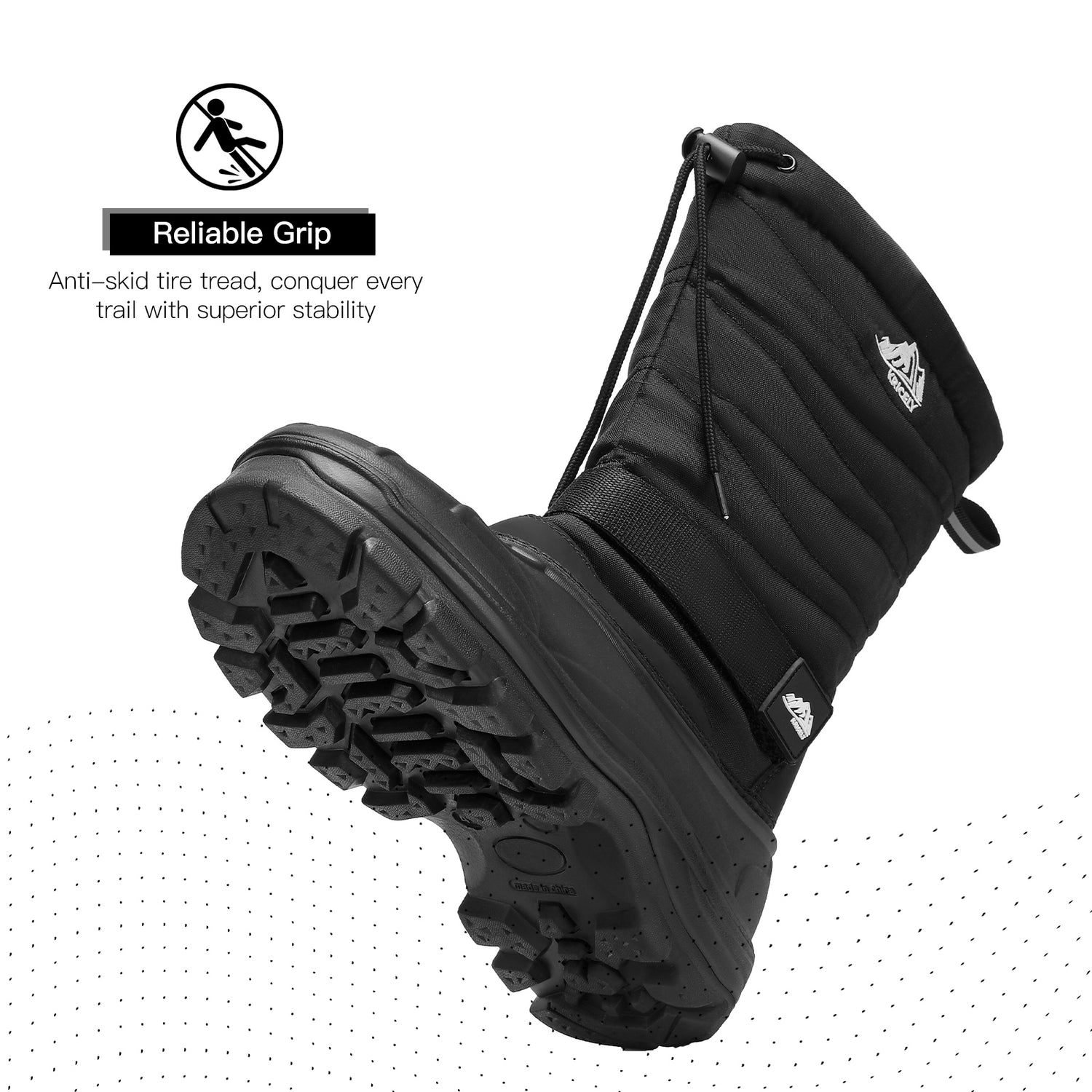Kricely Men's Snow Boots Waterproof Non-Slip Outdoor Hiking Athletic Warm Fur Boot Comfortable Causual Cold-Weather Boots