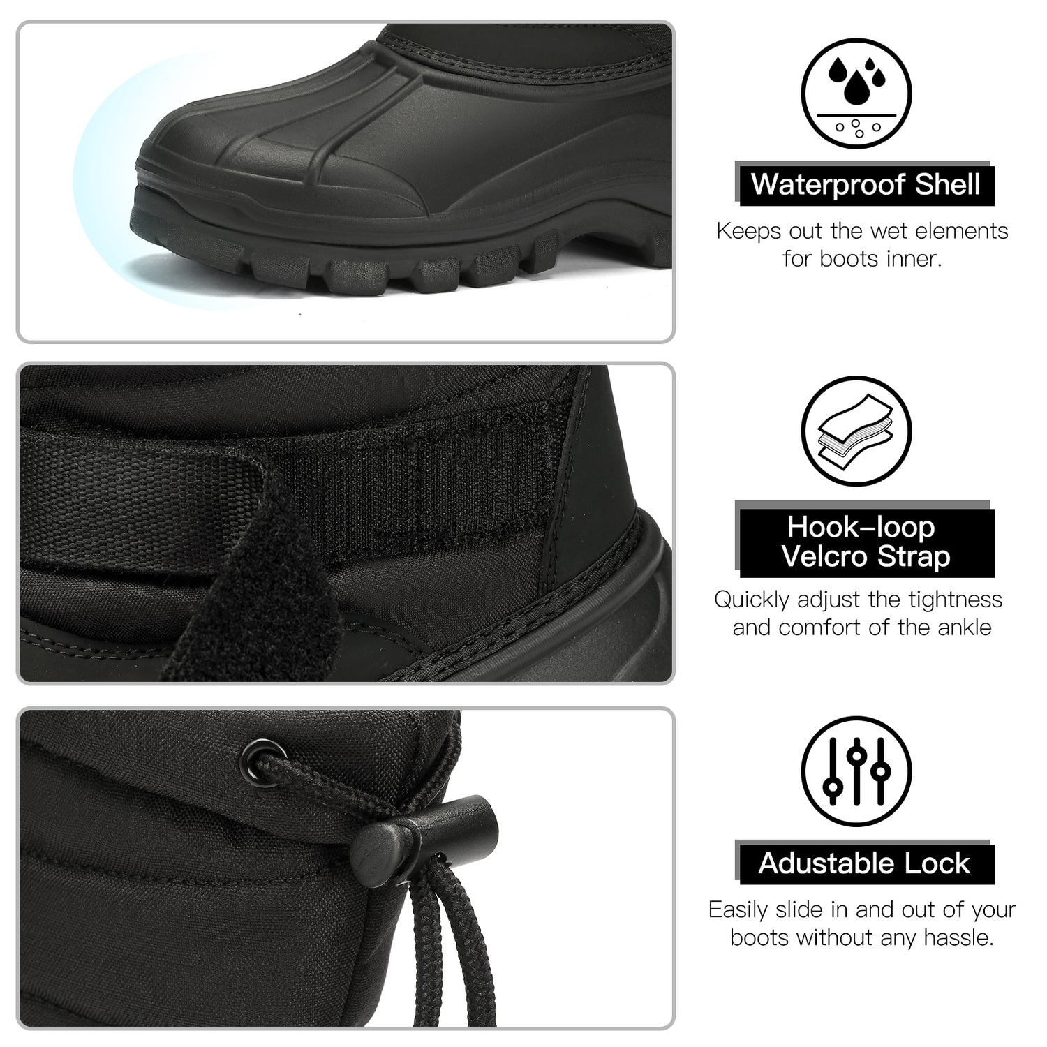 Kricely Men's Snow Boots Waterproof Non-Slip Outdoor Hiking Athletic Warm Fur Boot Comfortable Causual Cold-Weather Boots