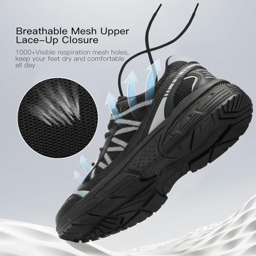 Kricely Men's Walking Shoes Breathable Tennis Running Shoes Lace Up Non Slip Sneakers Athletic Gym Sports Shoes for Men