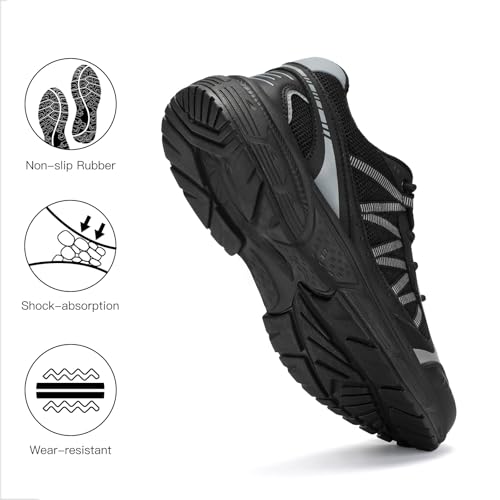Kricely Men's Walking Shoes Breathable Tennis Running Shoes Lace Up Non Slip Sneakers Athletic Gym Sports Shoes for Men
