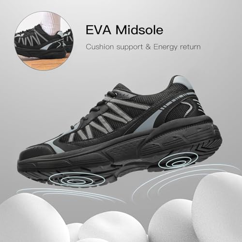 Kricely Men's Walking Shoes Breathable Tennis Running Shoes Lace Up Non Slip Sneakers Athletic Gym Sports Shoes for Men