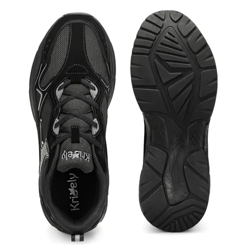Kricely Men's Walking Shoes Breathable Tennis Running Shoes Lace Up Non Slip Sneakers Athletic Gym Sports Shoes for Men
