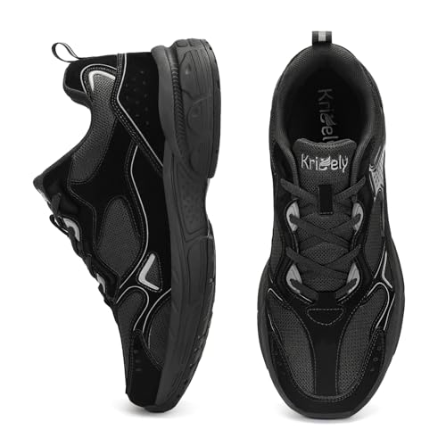 Kricely Men's Walking Shoes Breathable Tennis Running Shoes Lace Up Non Slip Sneakers Athletic Gym Sports Shoes for Men
