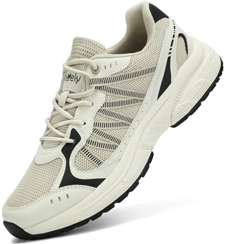 Kricely Men's Walking Shoes Breathable Tennis Running Shoes Lace Up Non Slip Sneakers Athletic Gym Sports Shoes for Men