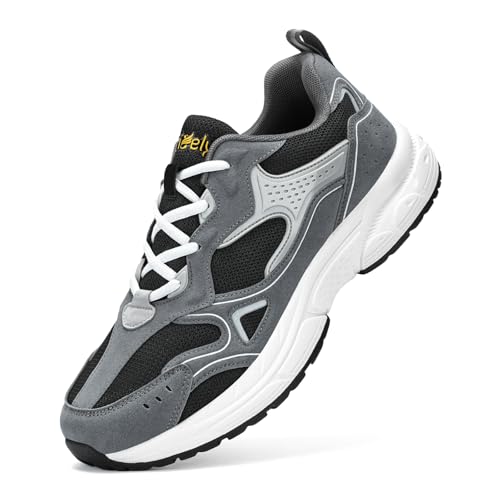 Kricely Men's Walking Shoes Breathable Tennis Running Shoes Lace Up Non Slip Sneakers Athletic Gym Sports Shoes for Men