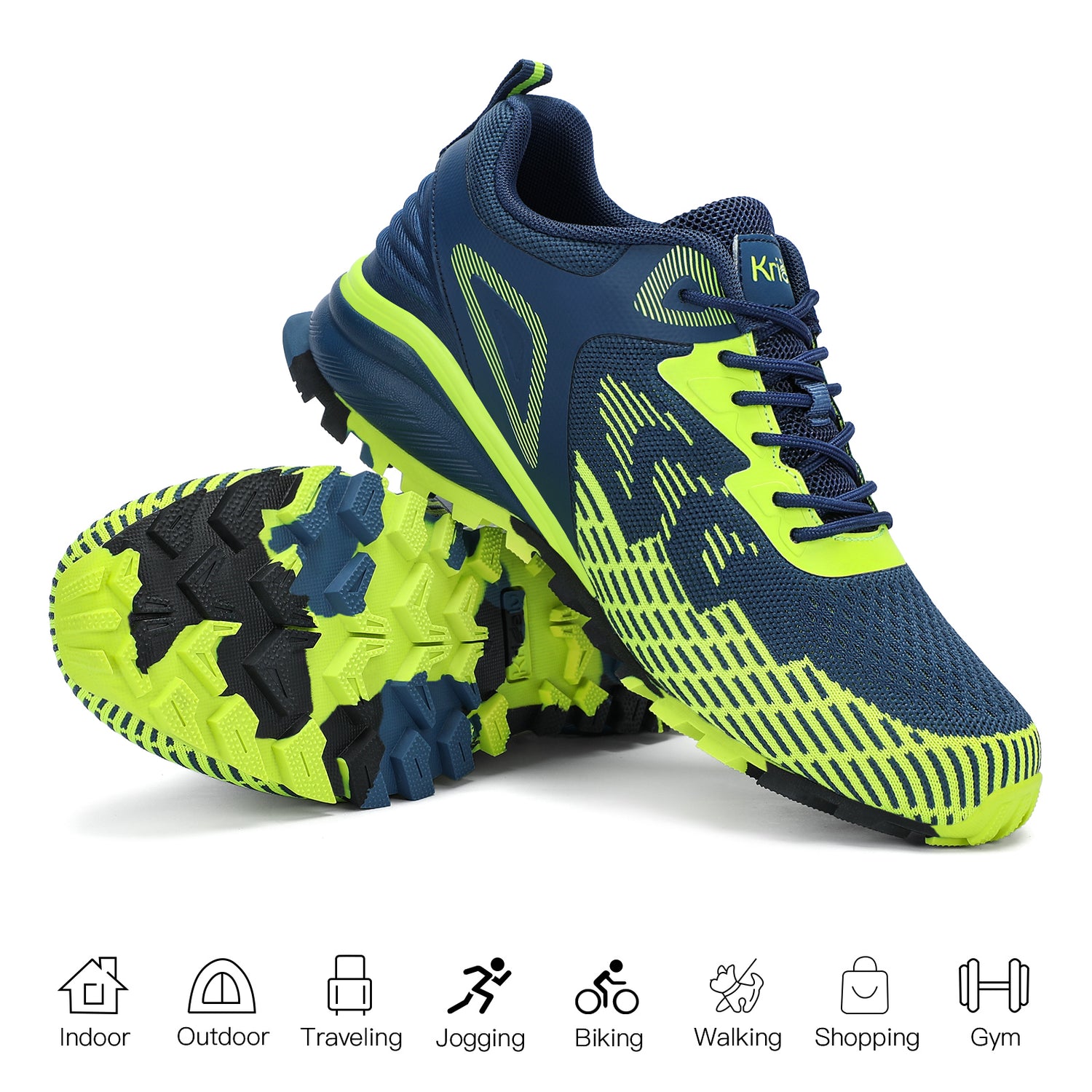 Kricely Men's Trail Running Shoes Non Slip Hiking Shoes Tennis Shoes Fashion Sneakers Workout Footwear