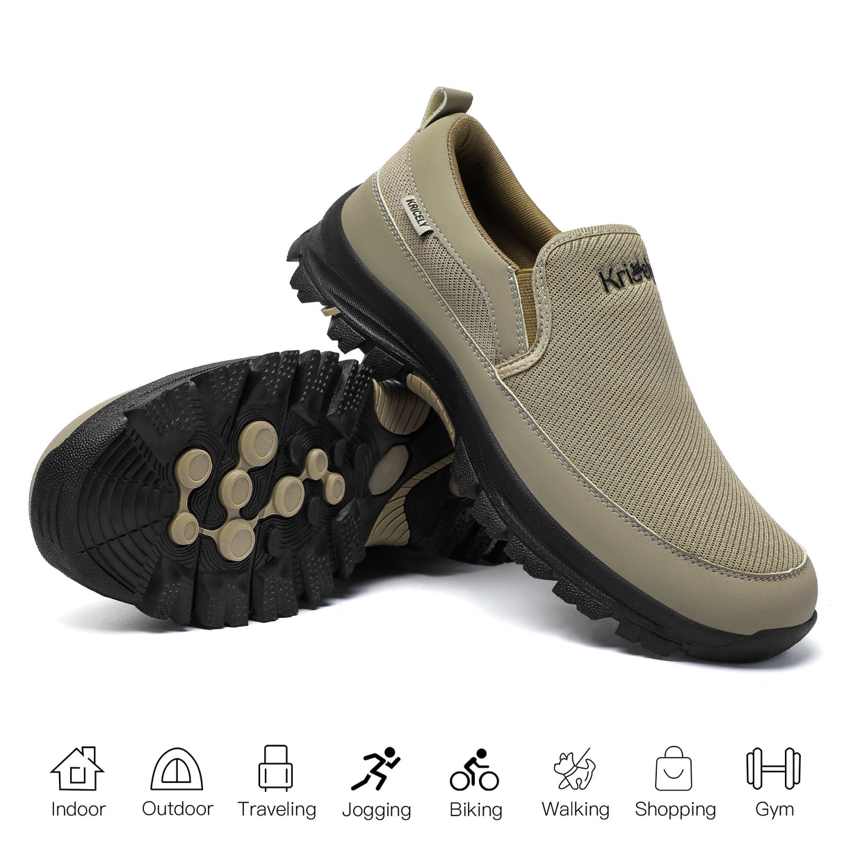 Kricely Mocasines sin Cordones para Hombre, Zapatillas para Caminar, Malla Casual para Exteriores