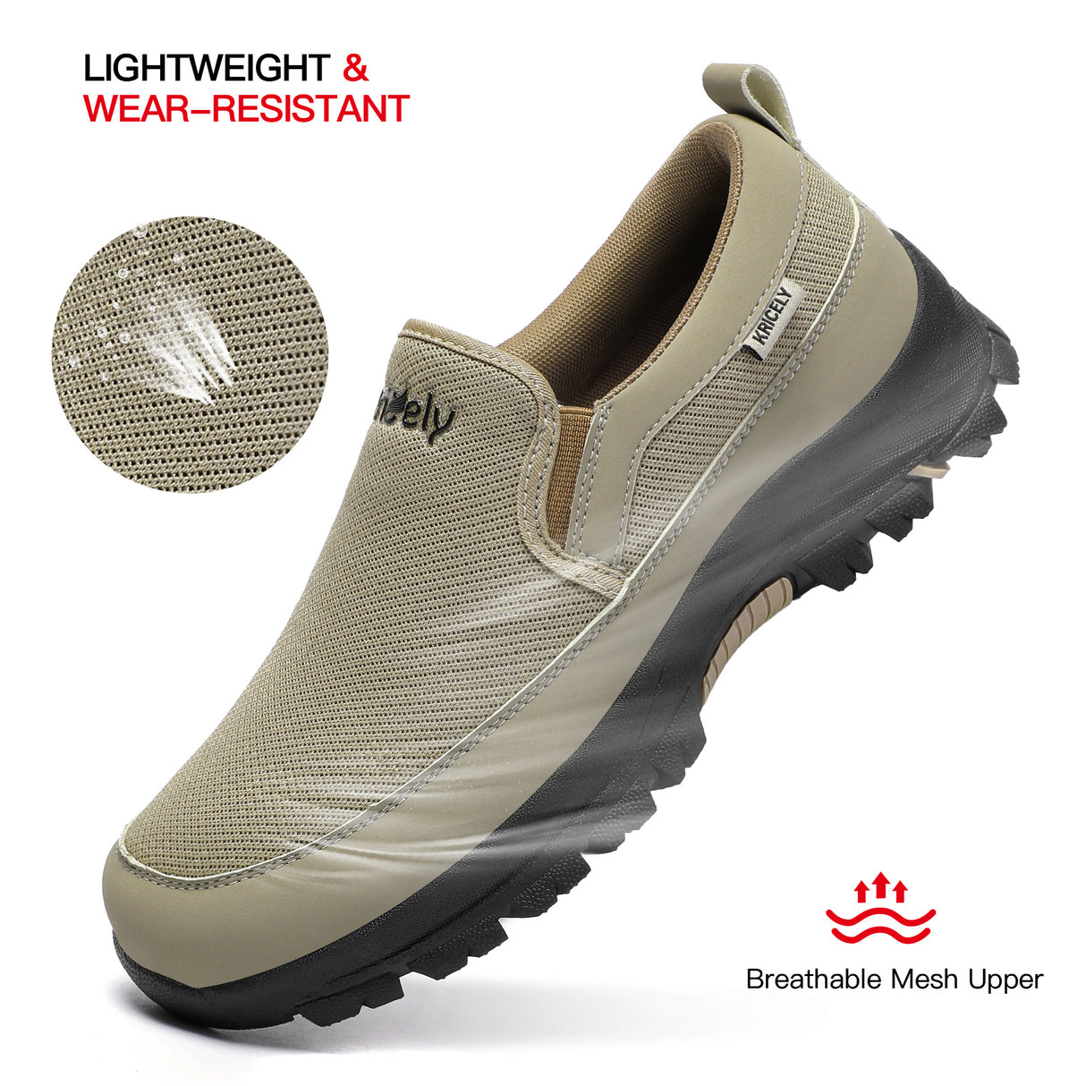 Kricely Mocasines sin Cordones para Hombre, Zapatillas para Caminar, Malla Casual para Exteriores