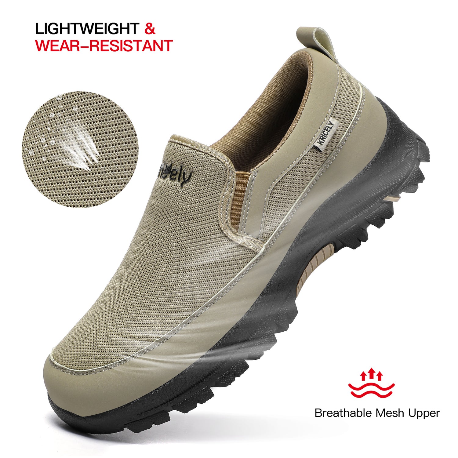 Kricely Mocasines sin Cordones para Hombre, Zapatillas para Caminar, Malla Casual para Exteriores