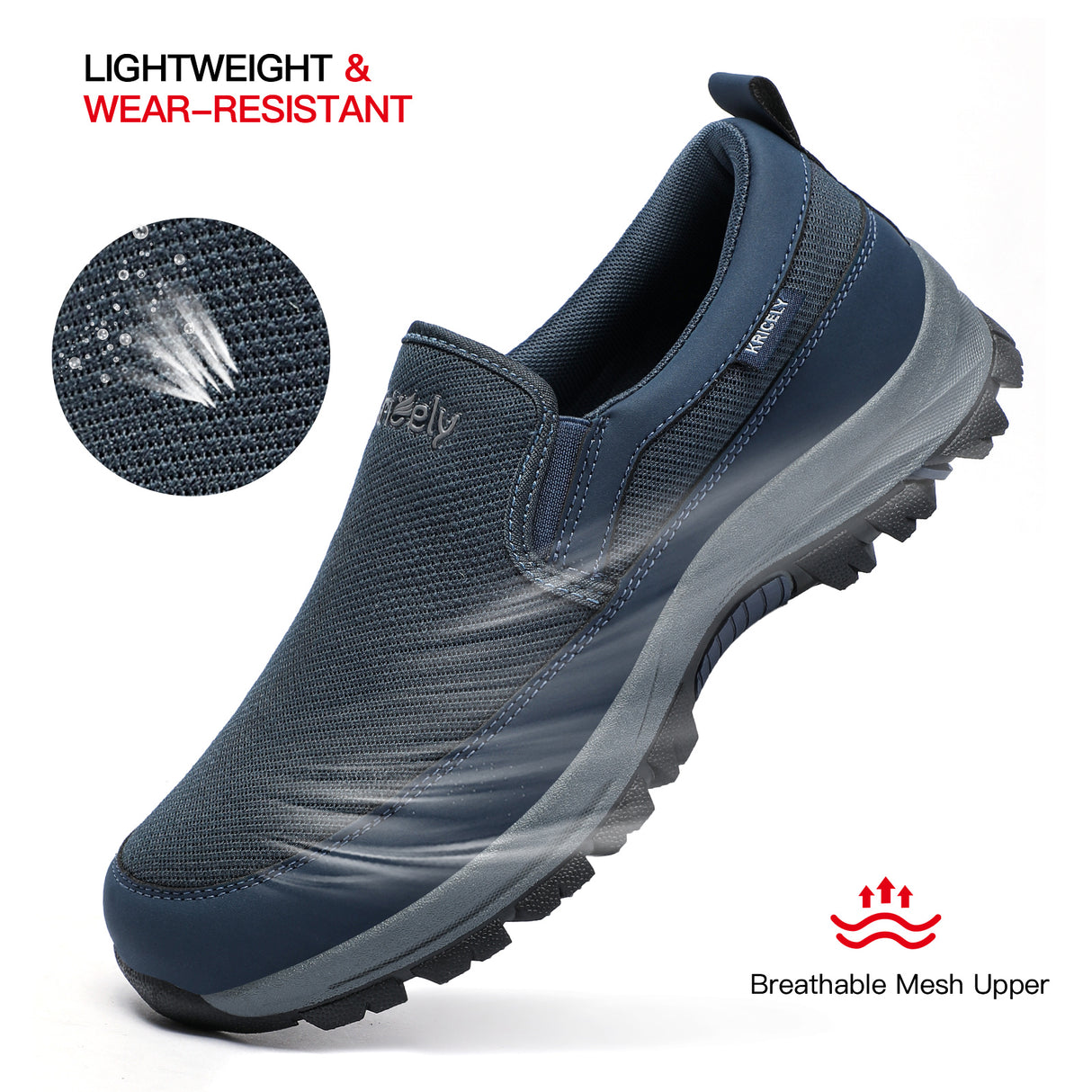 Kricely Mocasines sin Cordones para Hombre, Zapatillas para Caminar, Malla Casual para Exteriores