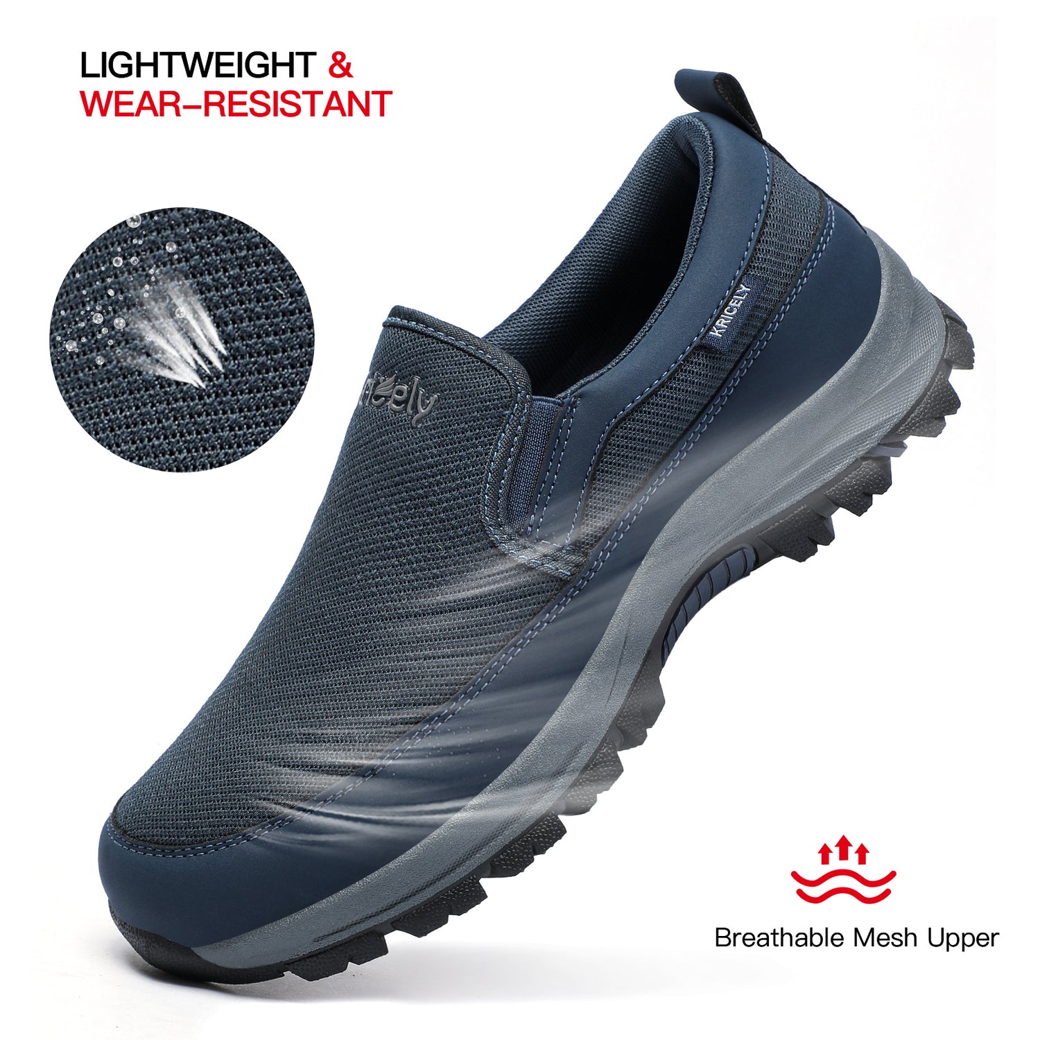 Kricely Mocasines sin Cordones para Hombre, Zapatillas para Caminar, Malla Casual para Exteriores