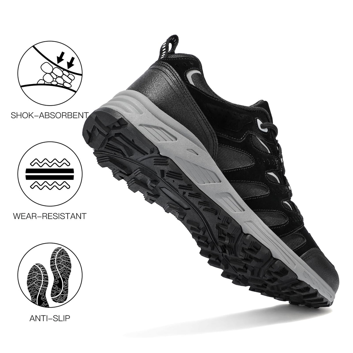 Kricely Men's Low Top Hiking Shoes Waterproof Suede Lightweight Anti Slip Trekking Shoes for Outdoor Trailing Camping Backpacking Running Walking