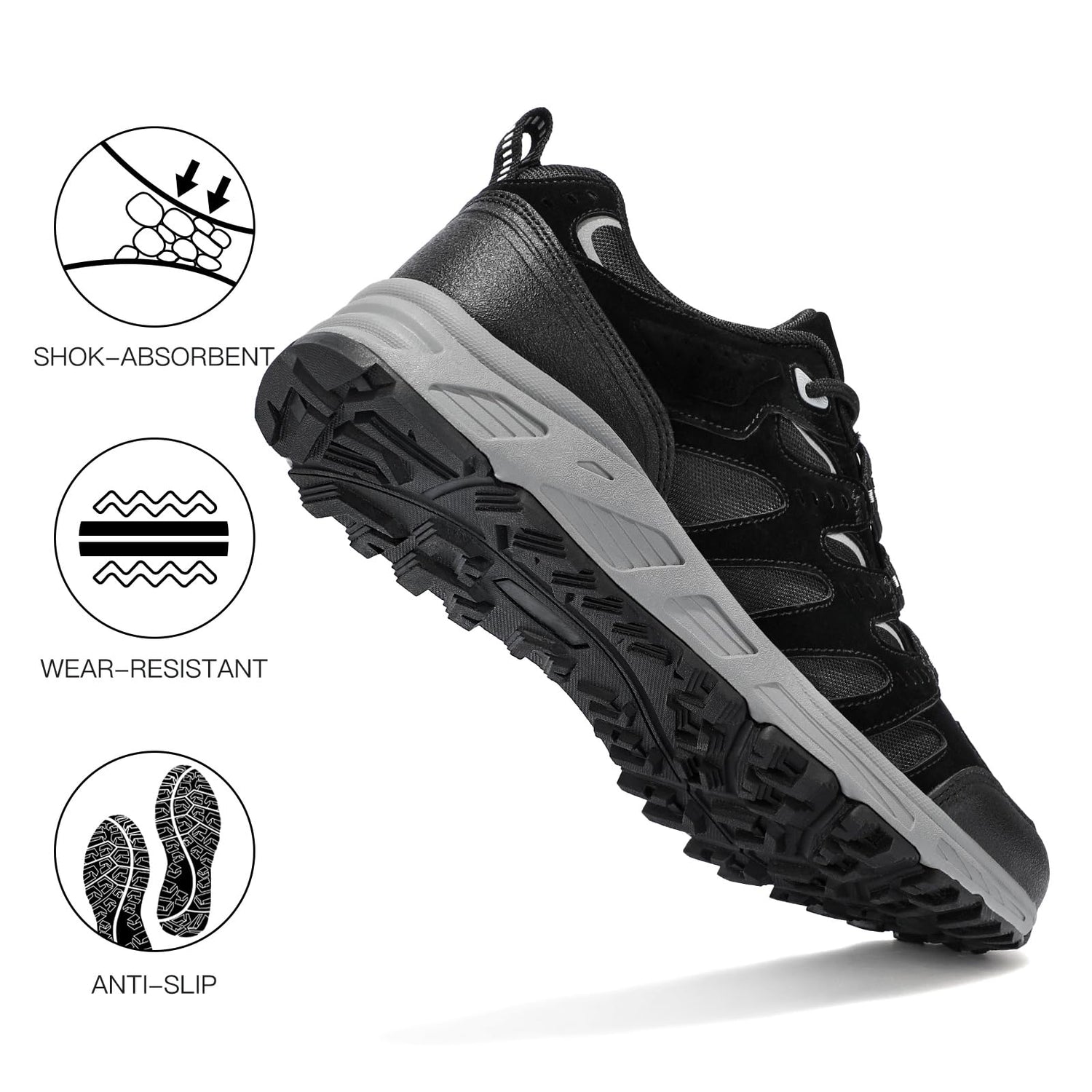 Kricely Men's Low Top Hiking Shoes Waterproof Suede Lightweight Anti Slip Trekking Shoes for Outdoor Trailing Camping Backpacking Running Walking