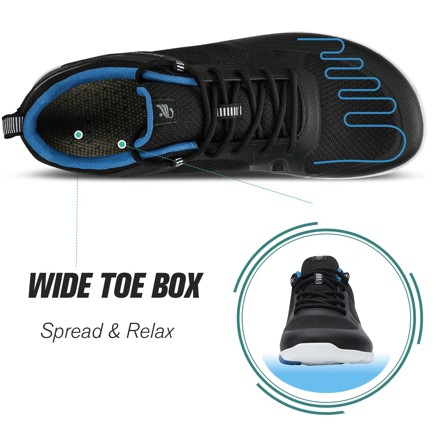 Men's Hike Barefoot Shoes | Wide Toe Box Minimalist Shoes for Gym Workout | Grounded Footwear Cross-Trainer Athletic Sneakers