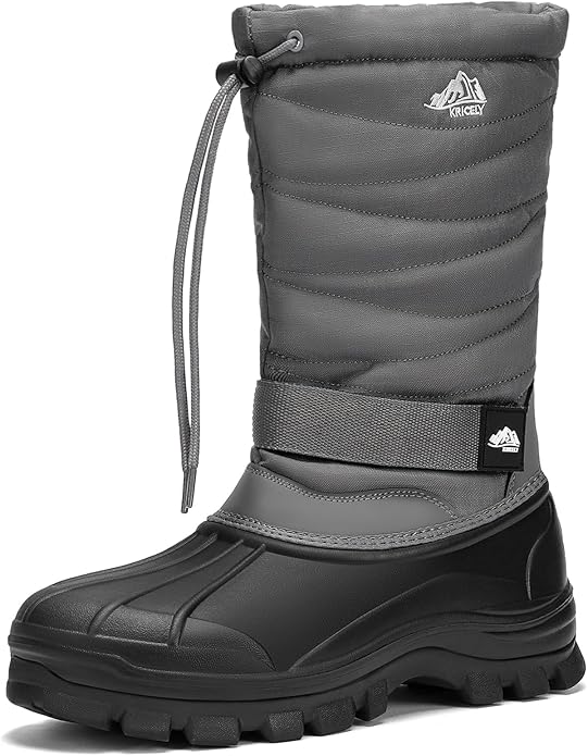 Kricely Men's Snow Boots Waterproof Non-Slip Outdoor Hiking Athletic Warm Fur Boot Comfortable Causual Cold-Weather Boots
