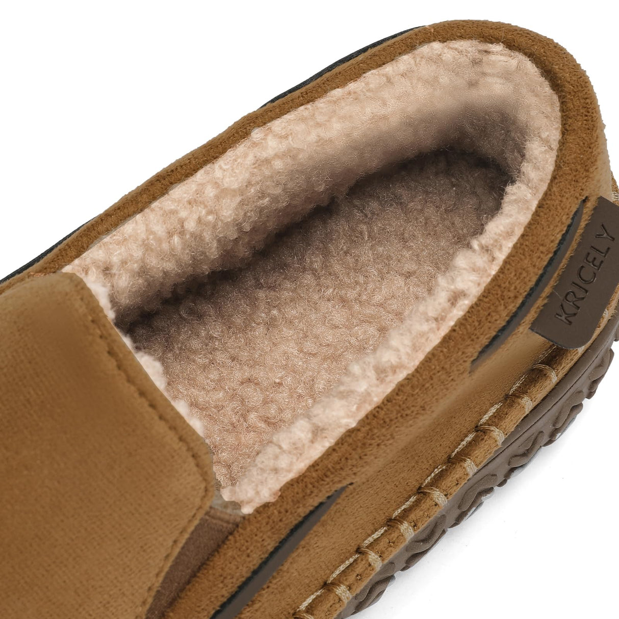 Kricely Mens Moccasin Slippers Slip On House Slippers for Men Indoor & Outdoor Warm Fuzzy Comfort Loafer Slipper Suede Moccasins Shoes