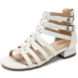 koppu Girls Dress Shoes Heels Fashion Chunky Sole Platform Strappy Sandals Leather Cross Strap Punk Style for Daily Casual Summer Shoes