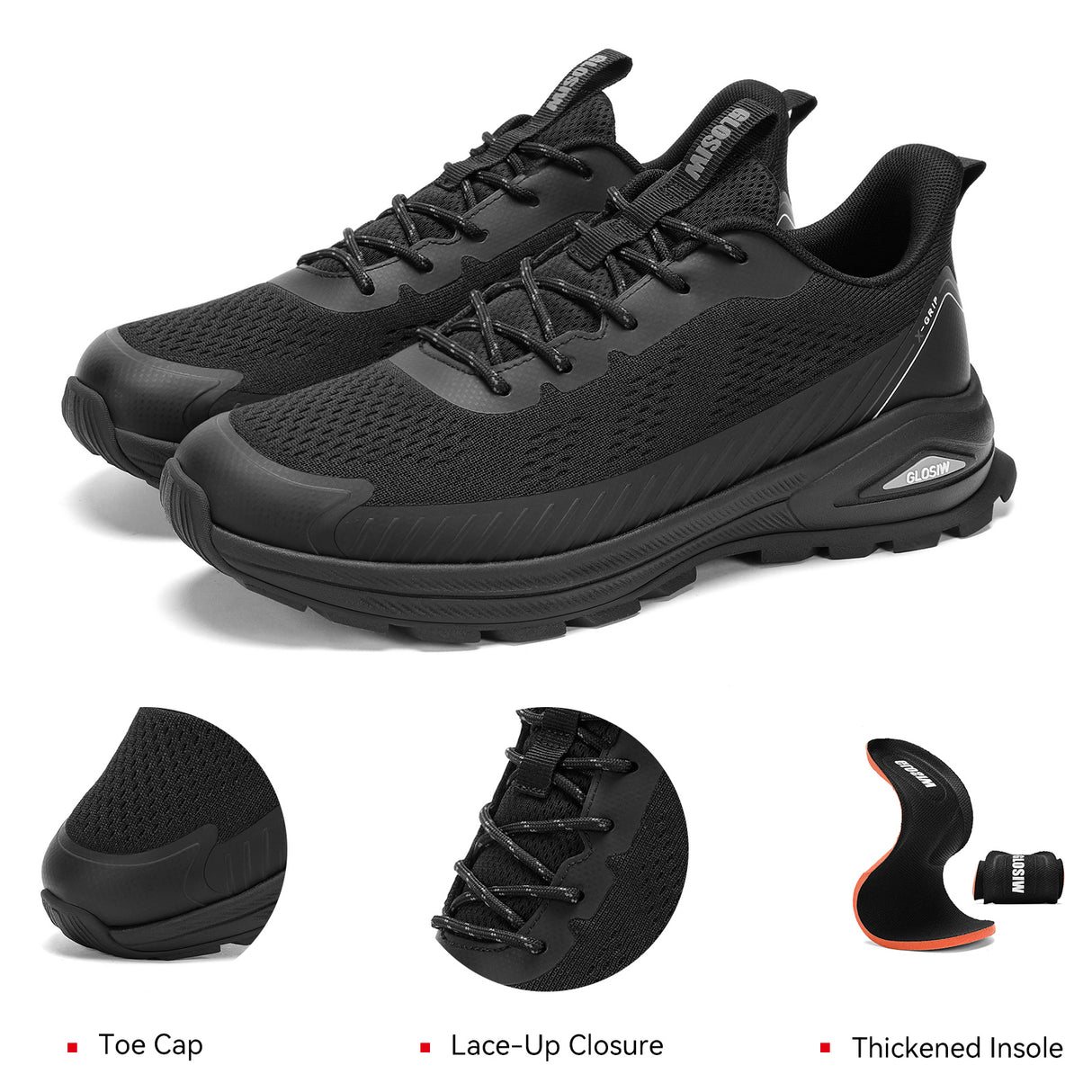 GLOSIW Men's Trail Running Shoes Fashion Walking Hiking Sneakers for Men Tennis Cross Training Shoe Outdoor Snearker