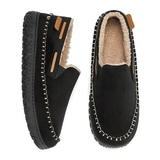 Kricely Mens Moccasin Slippers Slip On House Slippers for Men Indoor & Outdoor Warm Fuzzy Comfort Loafer Slipper Suede Moccasins Shoes