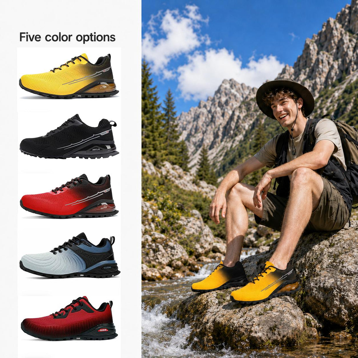 Kricely Men's Trail Running Shoes - Breathable Lightweight Hiking Sneakers with Advanced Traction Technology for Gym, Jogging & Outdoor Sports