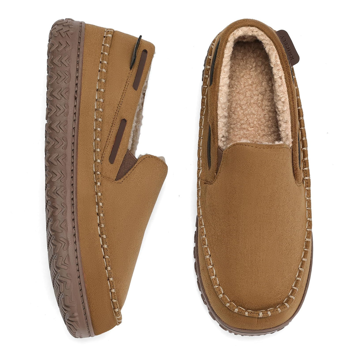 Kricely Mens Moccasin Slippers Slip On House Slippers for Men Indoor & Outdoor Warm Fuzzy Comfort Loafer Slipper Suede Moccasins Shoes