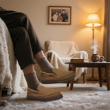 Kricely Mens Moccasin Slippers Slip On House Slippers for Men Indoor & Outdoor Warm Fuzzy Comfort Loafer Slipper Suede Moccasins Shoes